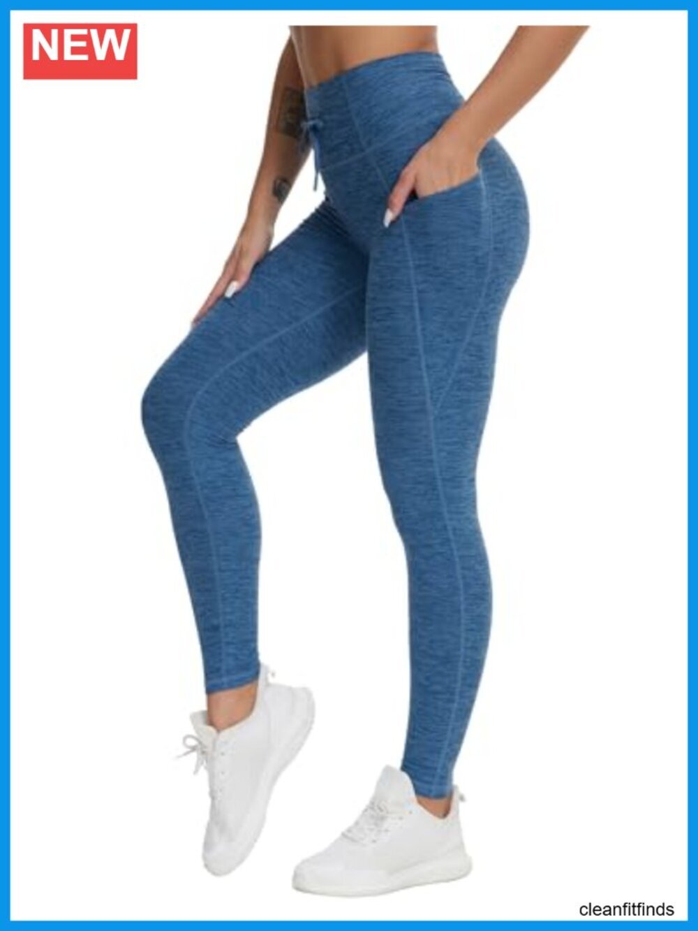 High Waist Drawstring Leggings with Pockets, Tummy Control Yoga Pants